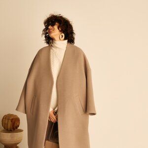 Soft Blush Pink   Wool /  polyester  Coat | Minimal Oversized Fit